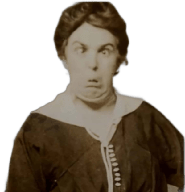 Selfie of a Victorian woman pulling a gas face